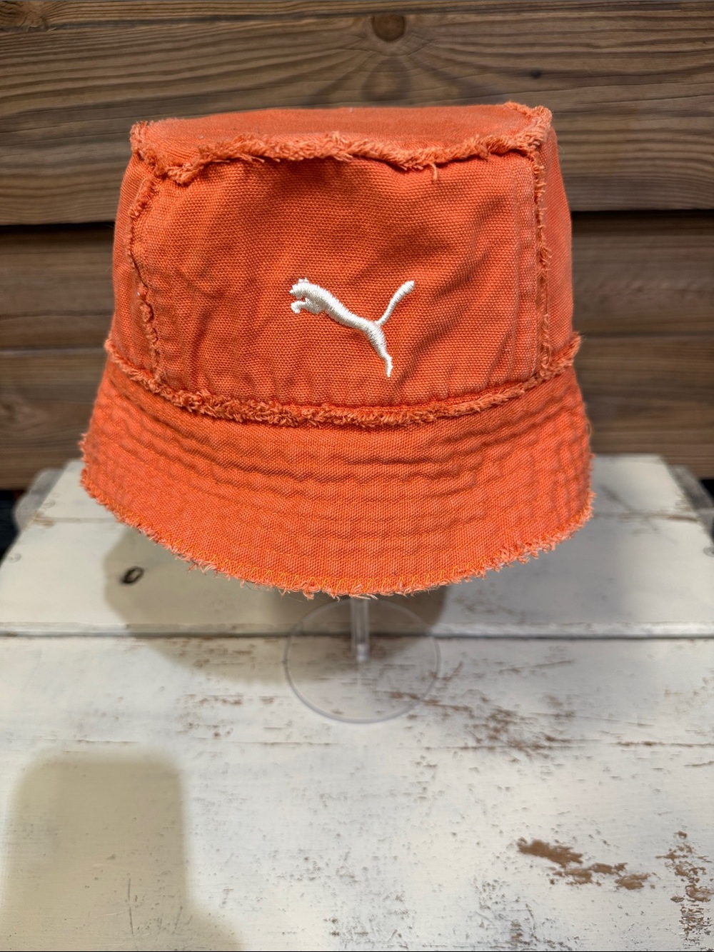 Puma One Size Orange Frayed Edge Bucket Hat